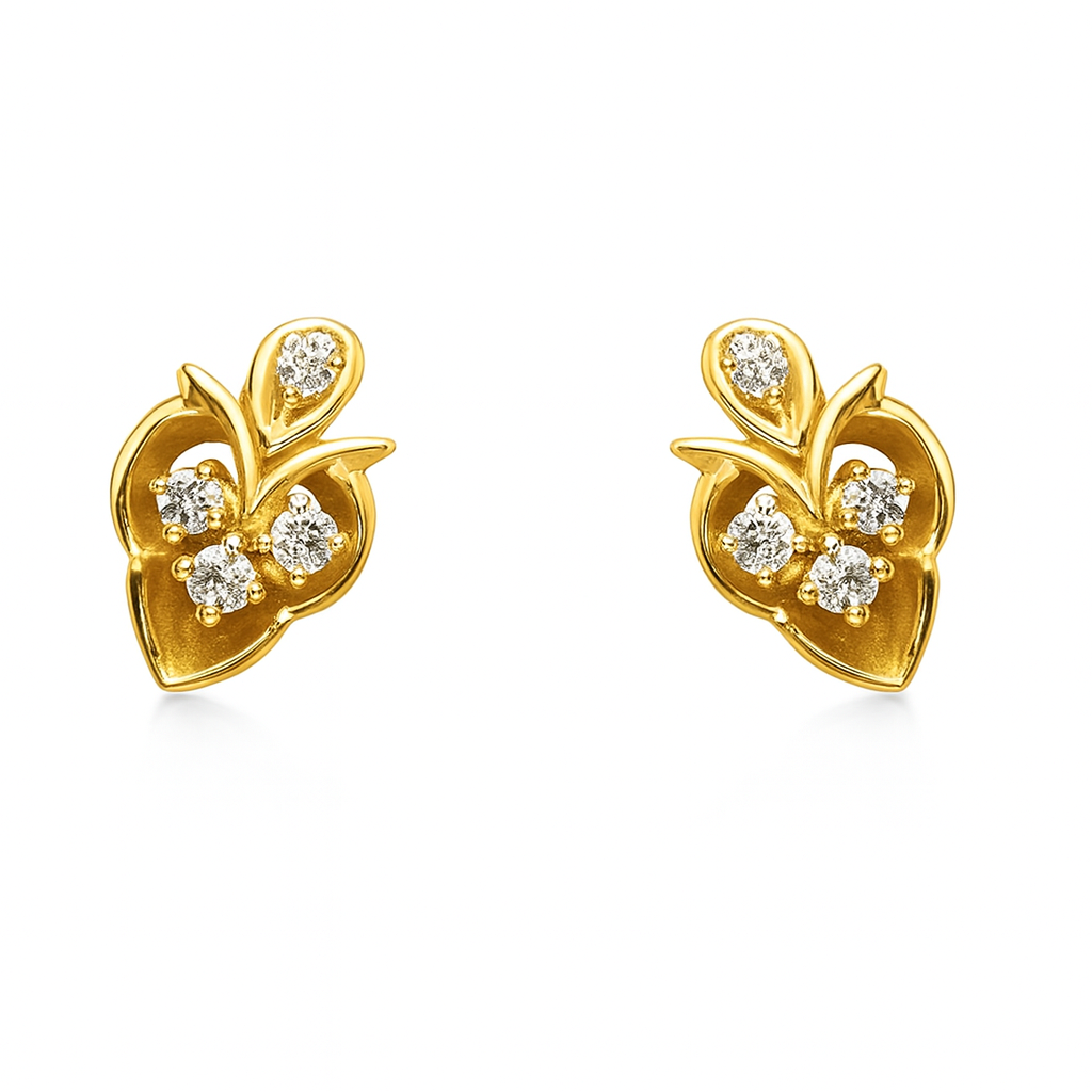 Beautiful 18 Kt Gold  Natural Diamond Earing